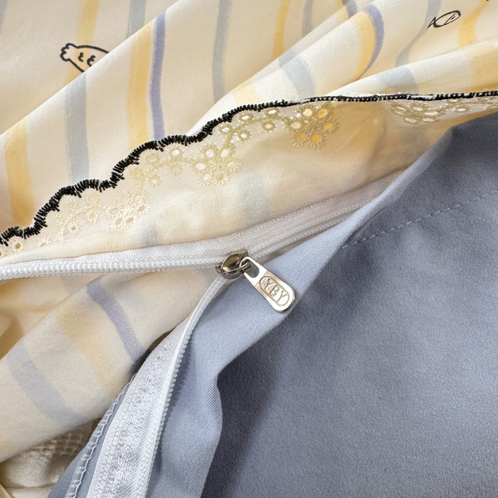 91家纺网 家纺一手货源 找家纺 仟网汇 2026新款A类仿棉古法水洗棉法式小清新花边四件套鱼多多