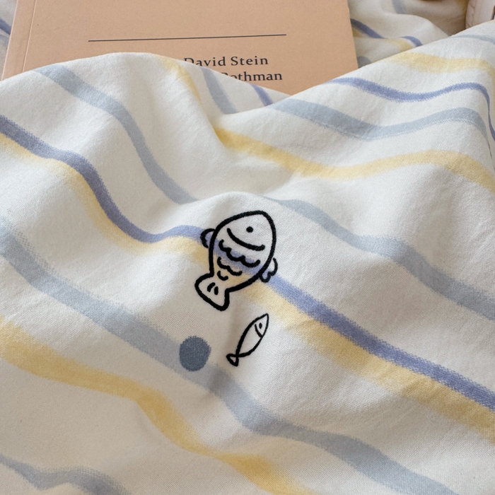 91家纺网 家纺一手货源 找家纺 仟网汇 2026新款A类仿棉古法水洗棉法式小清新花边四件套鱼多多