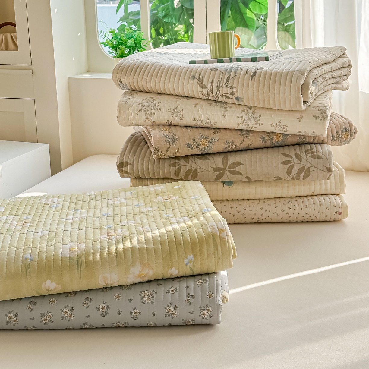 91家纺网 家纺一手货源 找家纺 （总）慕澄家纺 2026新款小清新印花水洗棉床盖单品床盖床盖单件