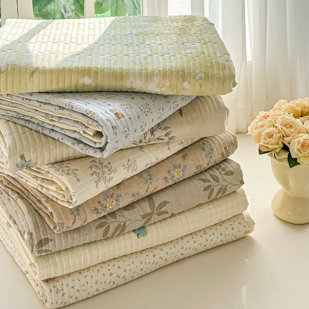 （总）慕澄家纺 2026新款小清新印花水洗棉床盖单品床盖床盖单件