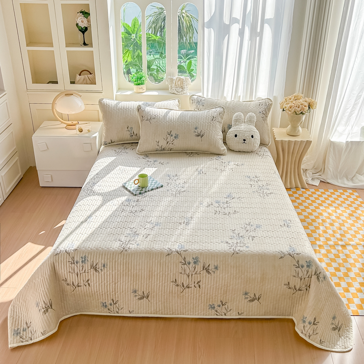 91家纺网 家纺一手货源 找家纺 （总）慕澄家纺 2026新款小清新印花水洗棉床盖单品床盖床盖单件