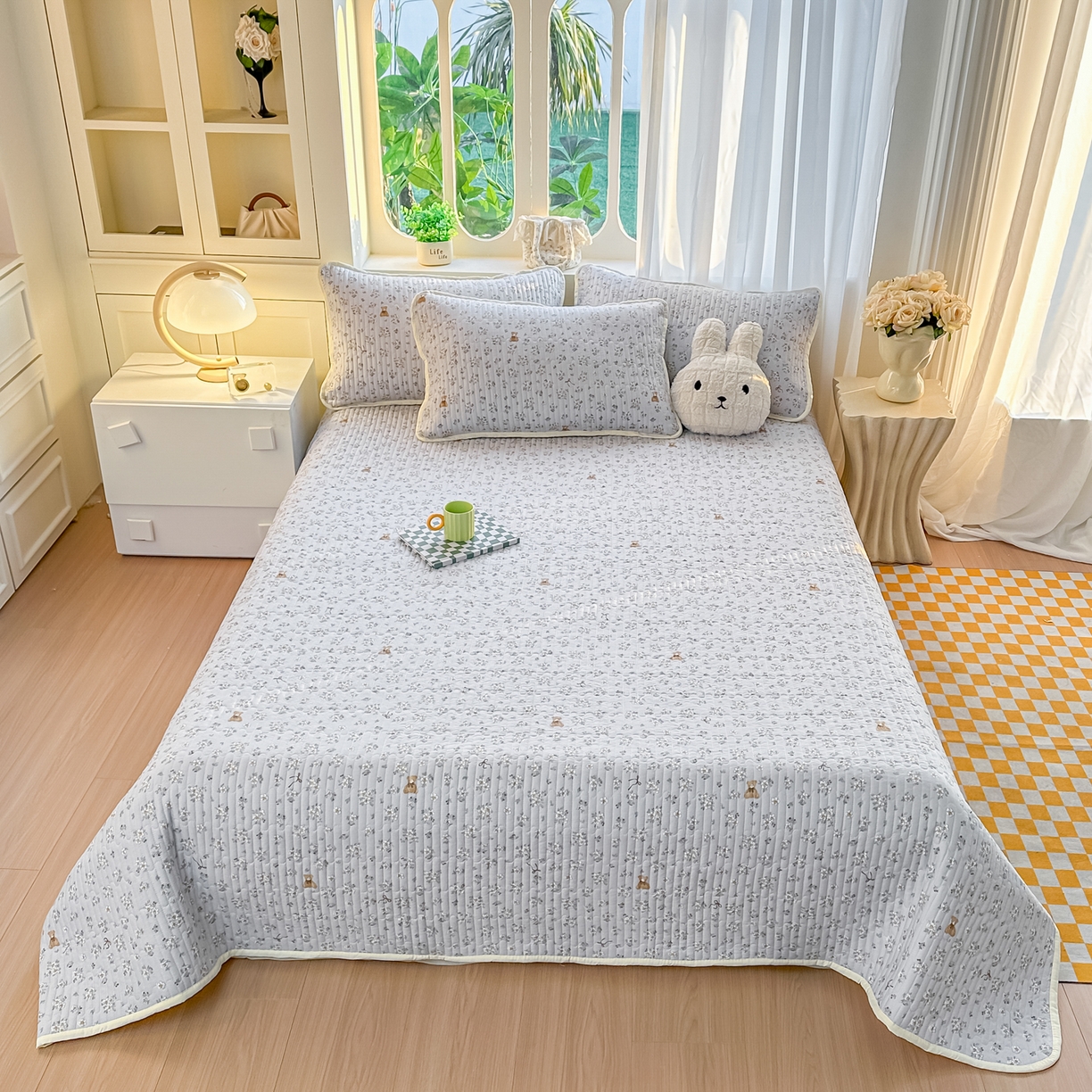 91家纺网 家纺一手货源 找家纺 （总）慕澄家纺 2026新款小清新印花水洗棉床盖单品床盖床盖单件