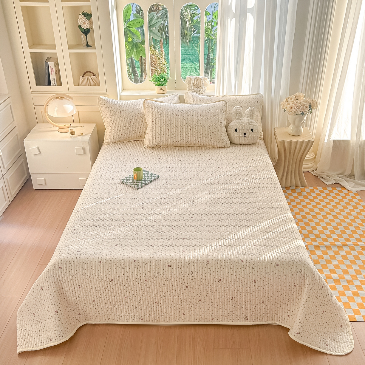 91家纺网 家纺一手货源 找家纺 （总）慕澄家纺 2026新款小清新印花水洗棉床盖单品床盖床盖单件