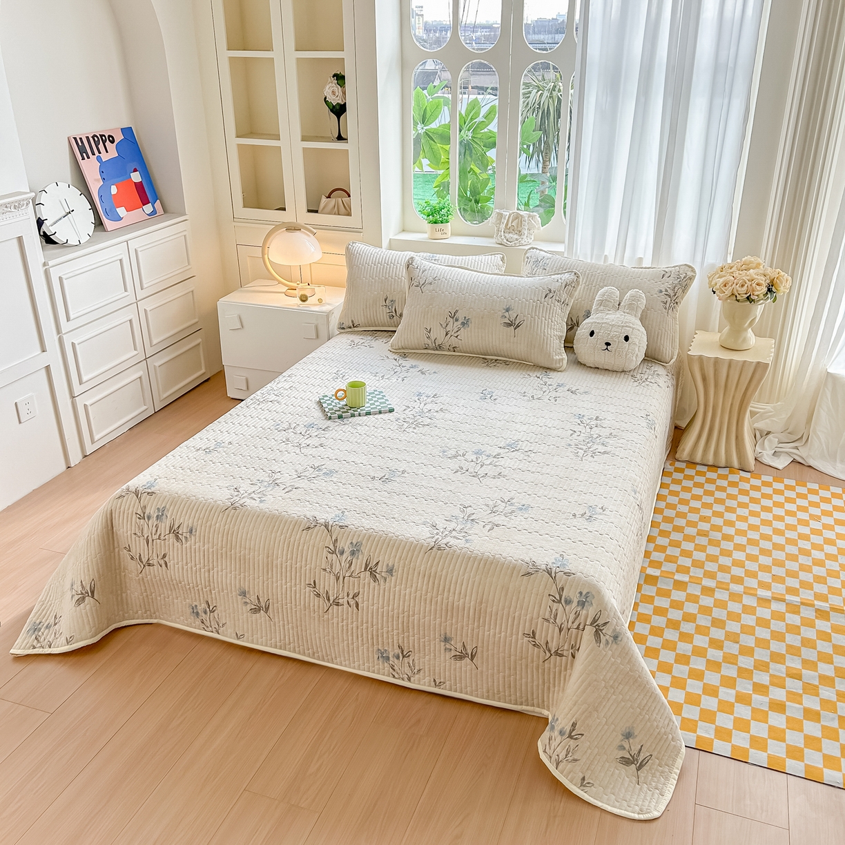 91家纺网 家纺一手货源 找家纺 慕澄家纺 2026新款小清新印花水洗棉床盖单品床盖床盖单件 汀兰