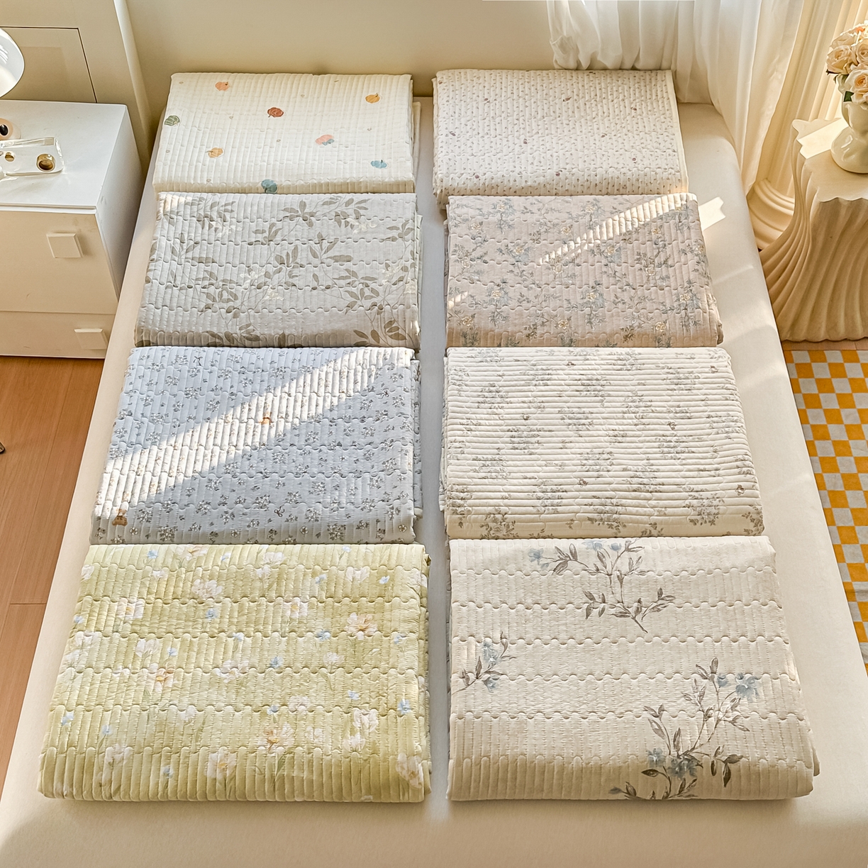 91家纺网 家纺一手货源 找家纺 慕澄家纺 2026新款小清新印花水洗棉床盖单品床盖床盖单件 组合图仅做展示不可下单