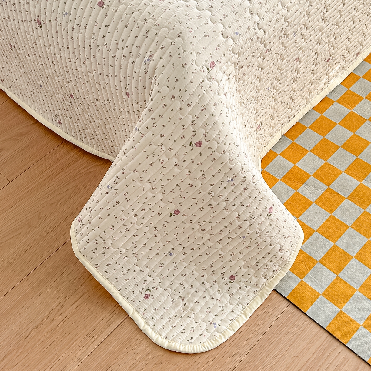 91家纺网 家纺一手货源 找家纺 慕澄家纺 2026新款小清新印花水洗棉床盖单品床盖床盖单件 小玫瑰