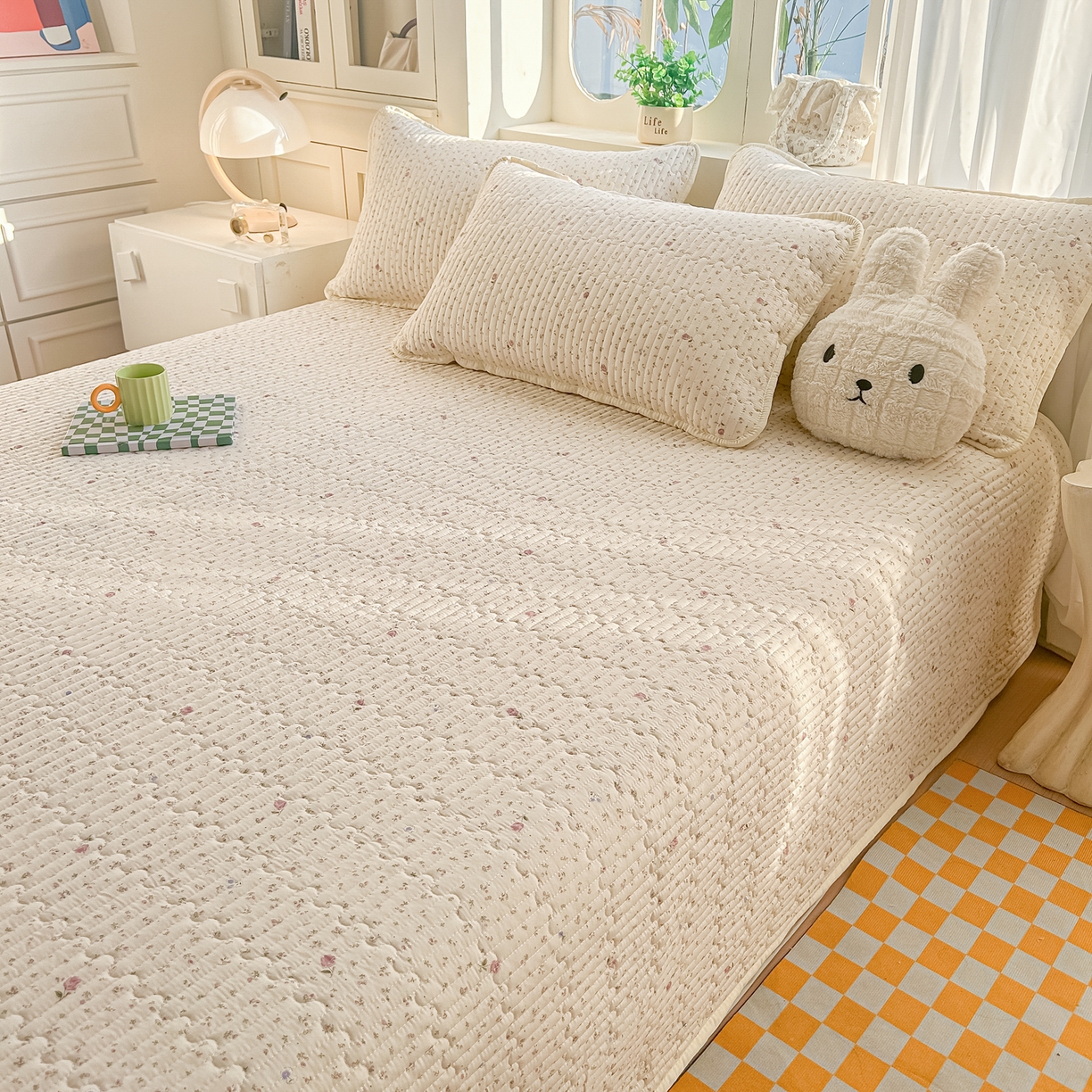 91家纺网 家纺一手货源 找家纺 慕澄家纺 2026新款小清新印花水洗棉床盖单品床盖床盖单件 小玫瑰