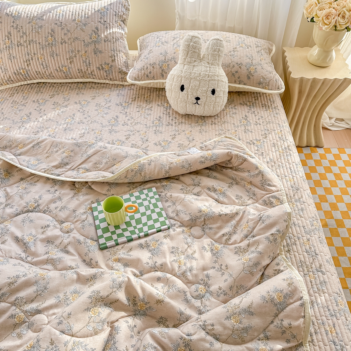 91家纺网 家纺一手货源 找家纺 慕澄家纺 2026新款小清新印花水洗棉床盖单品床盖床盖单件 敦煌