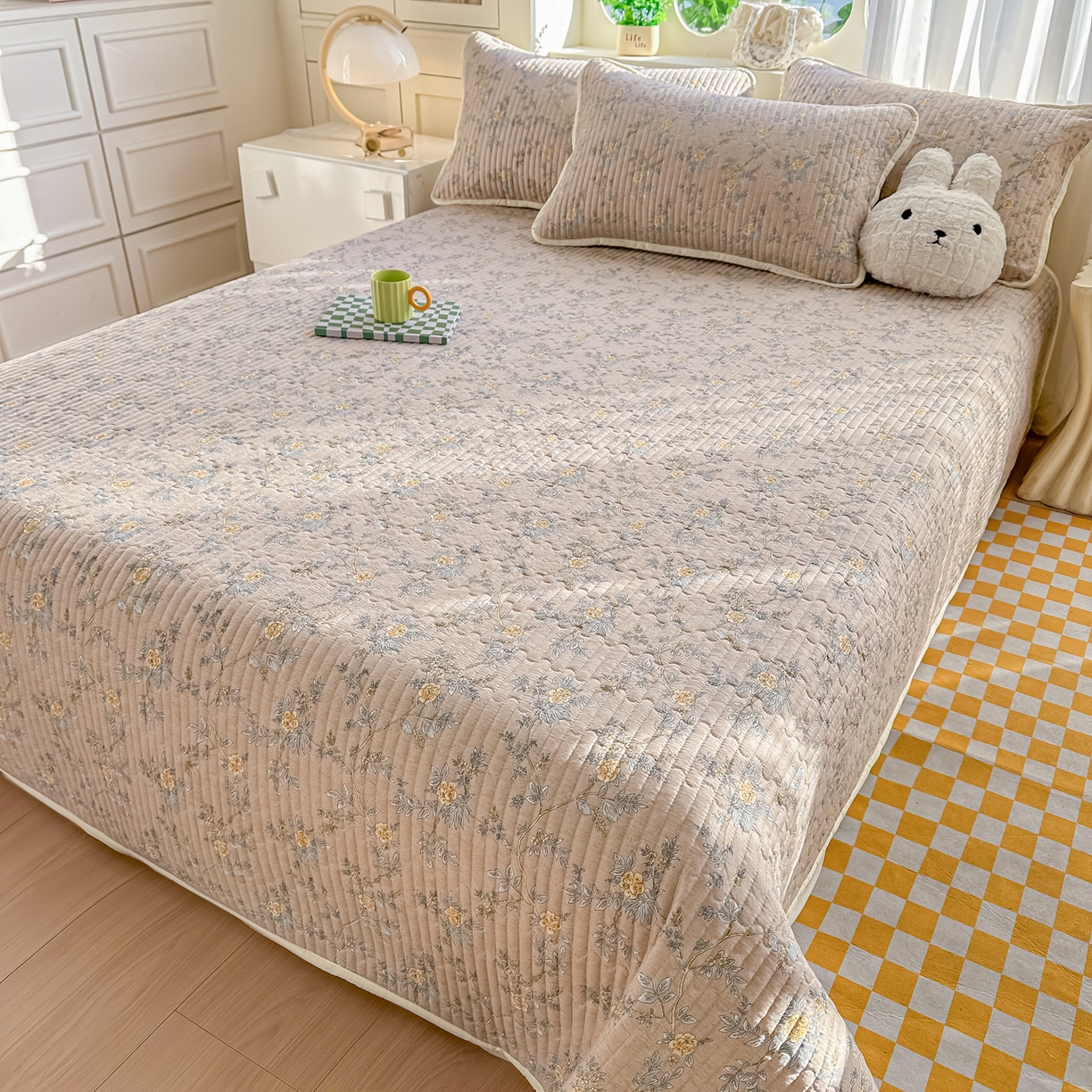 91家纺网 家纺一手货源 找家纺 慕澄家纺 2026新款小清新印花水洗棉床盖单品床盖床盖单件 敦煌