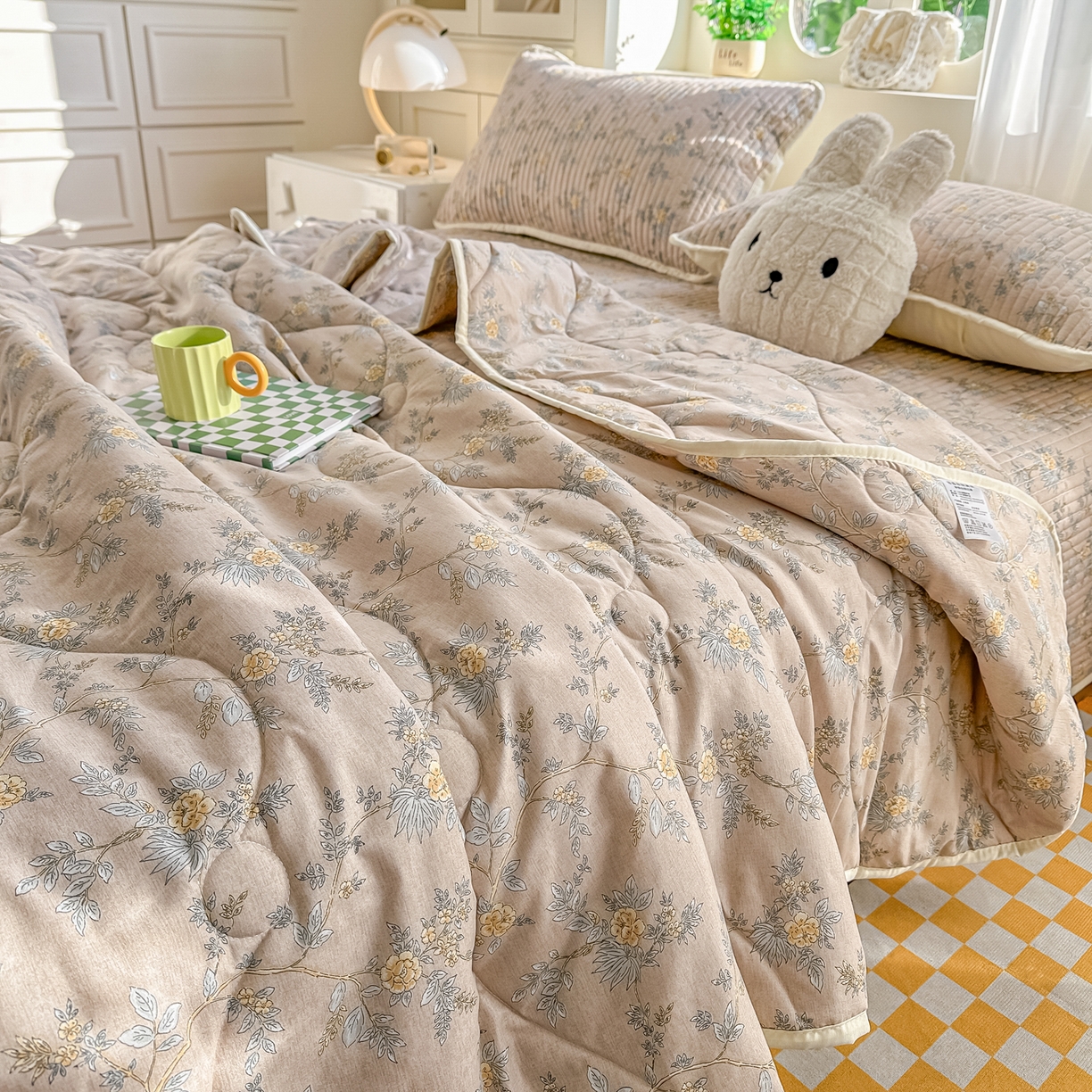 91家纺网 家纺一手货源 找家纺 慕澄家纺 2026新款小清新印花水洗棉床盖单品床盖床盖单件 敦煌