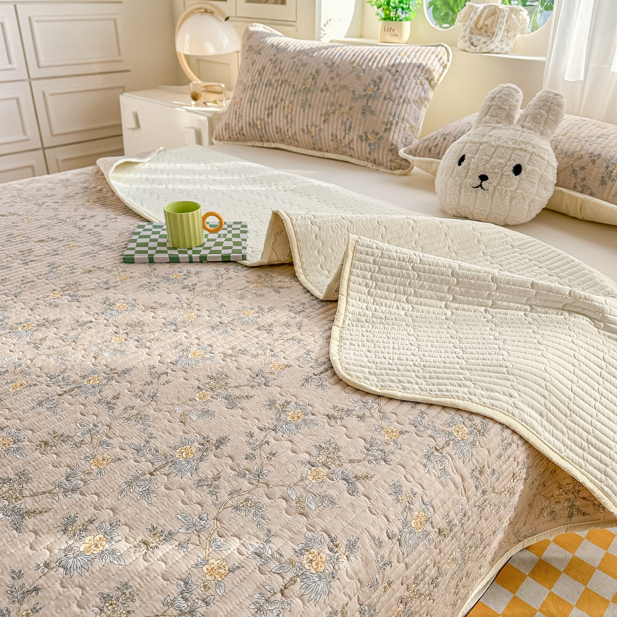 91家纺网 家纺一手货源 找家纺 慕澄家纺 2026新款小清新印花水洗棉床盖单品床盖床盖单件 敦煌