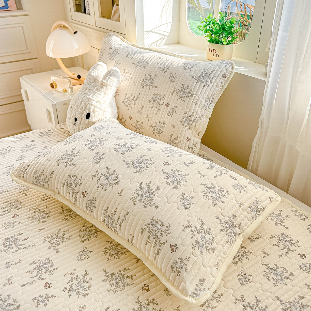 91家纺网 家纺一手货源 找家纺 慕澄家纺 2026新款小清新印花水洗棉床盖单品床盖床盖单件 蓝花樱桃