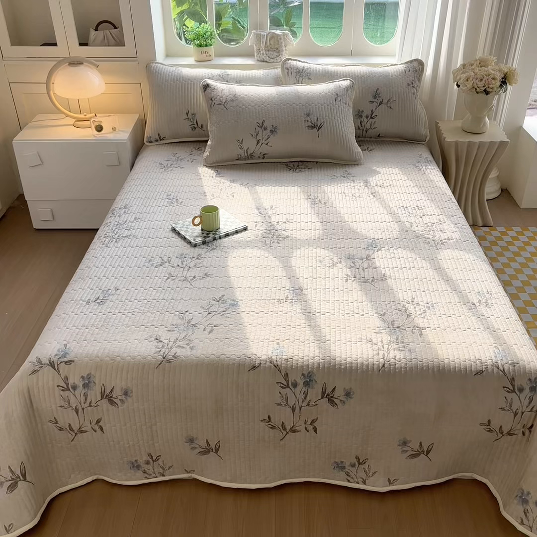 91家纺网 家纺一手货源 找家纺 慕澄家纺 2026新款小清新印花水洗棉床盖单品床盖床盖单件 汀兰