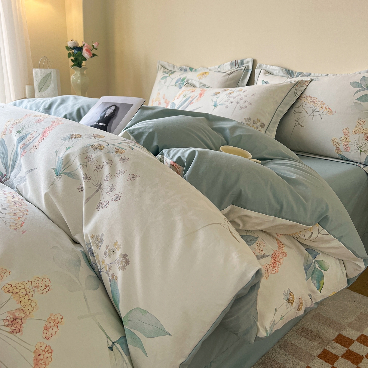 帛美家纺 2026新款小清新全棉纯棉印花四件套 七里香