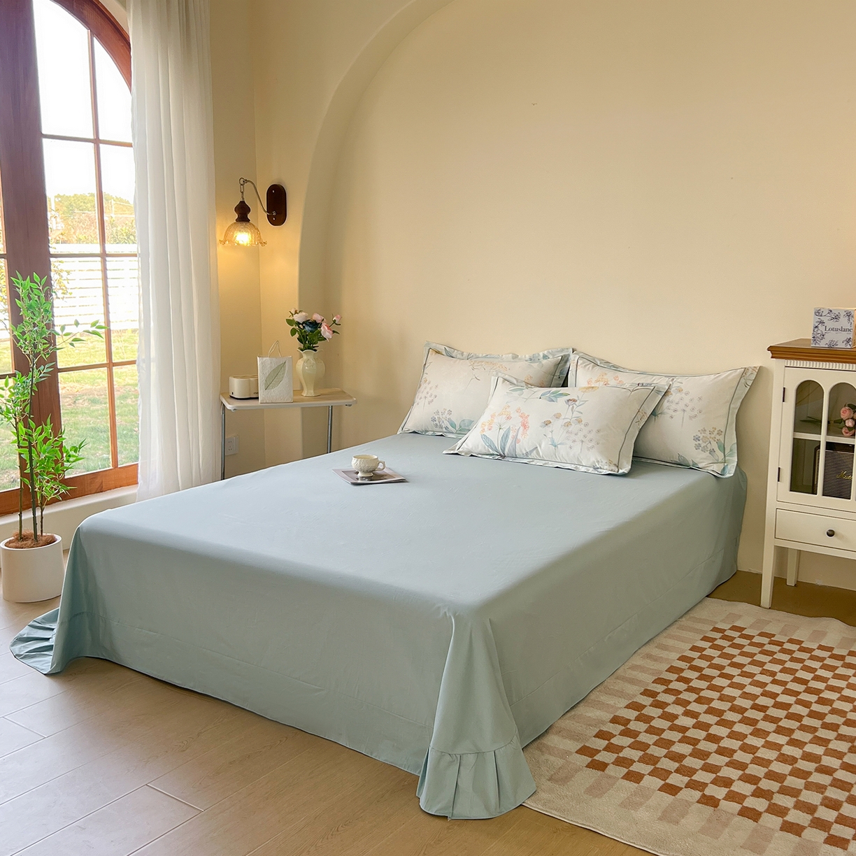 91家纺网 家纺一手货源 找家纺 帛美家纺 2026新款小清新全棉纯棉印花四件套 七里香