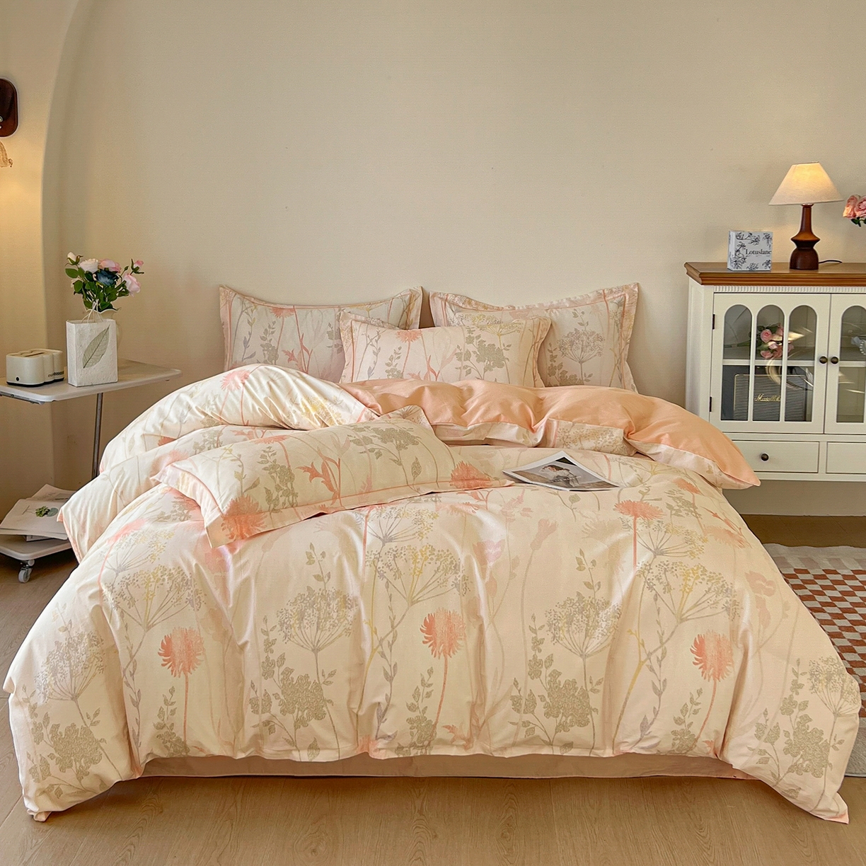 91家纺网 家纺一手货源 找家纺 帛美家纺 2026新款小清新全棉纯棉印花四件套 乔妍