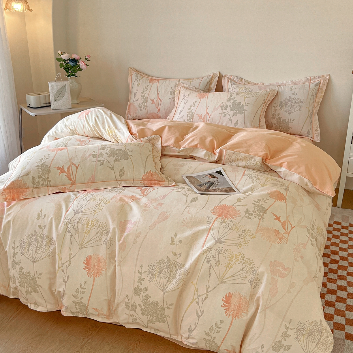 91家纺网 家纺一手货源 找家纺 帛美家纺 2026新款小清新全棉纯棉印花四件套 乔妍