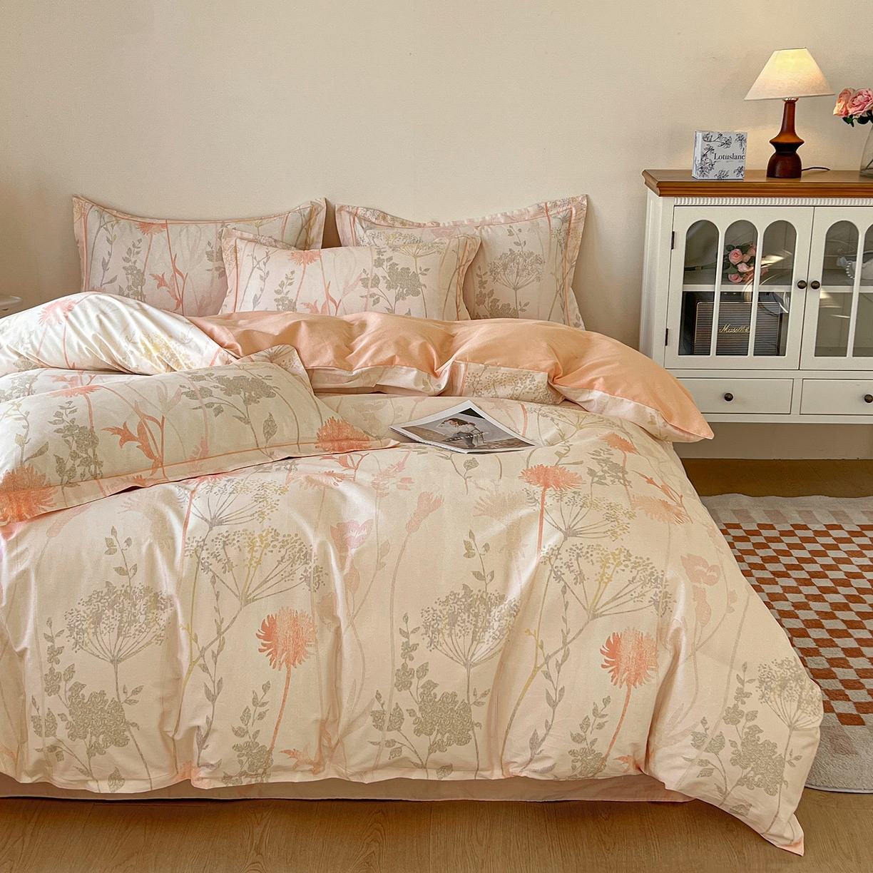 91家纺网 家纺一手货源 找家纺 帛美家纺 2026新款小清新全棉纯棉印花四件套 乔妍