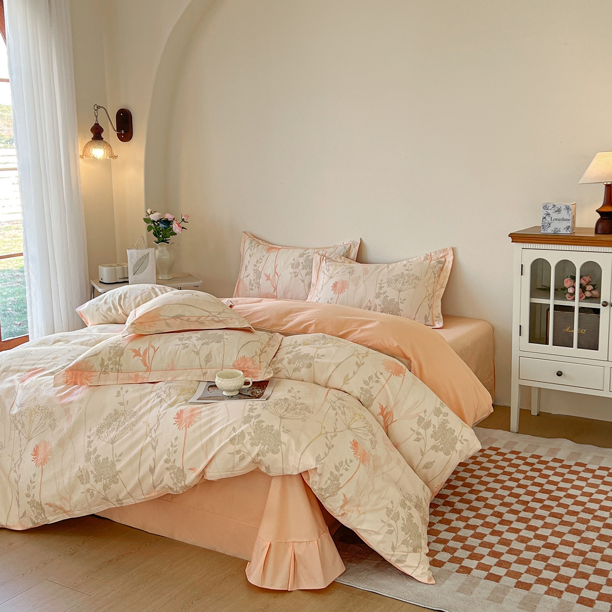 91家纺网 家纺一手货源 找家纺 帛美家纺 2026新款小清新全棉纯棉印花四件套 乔妍