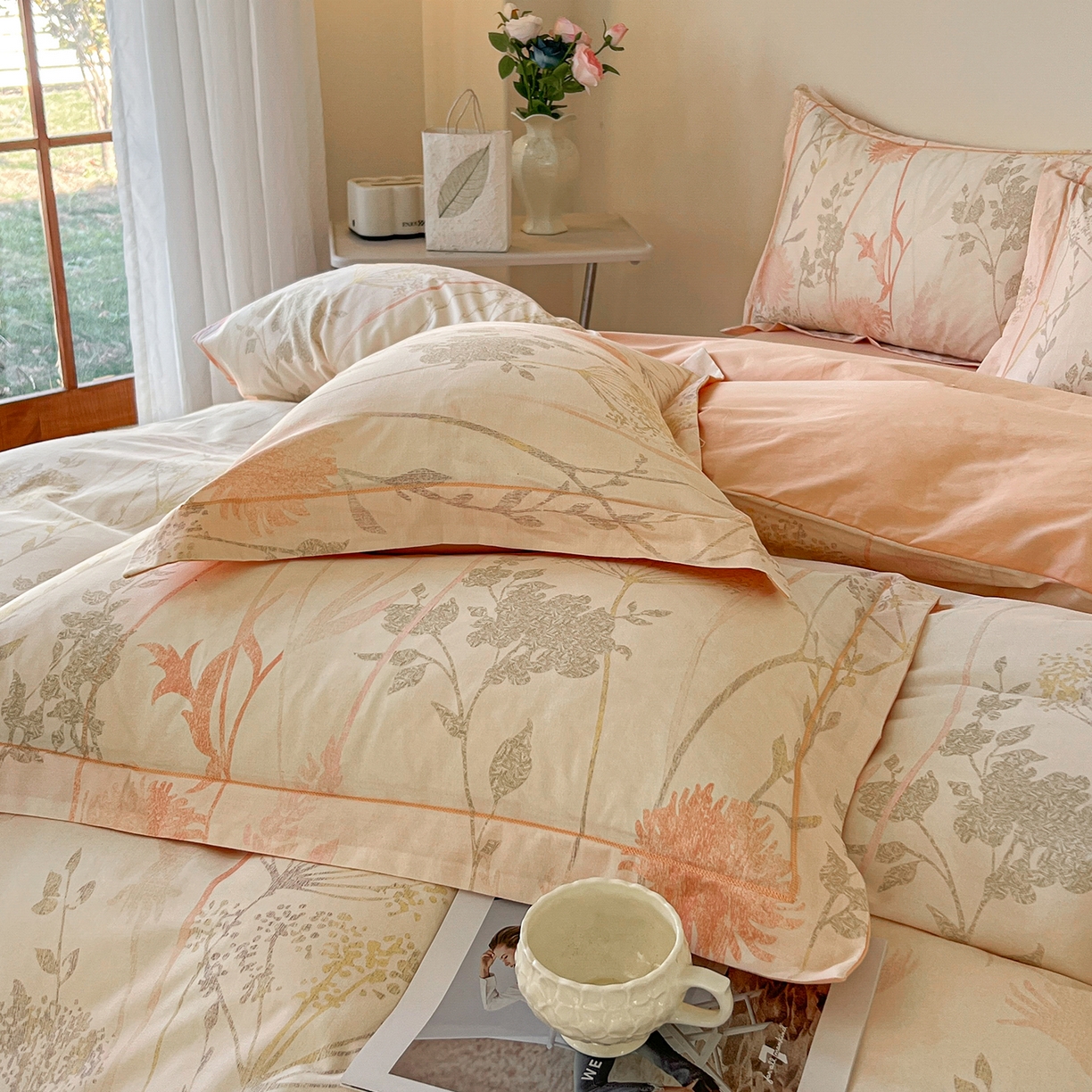 91家纺网 家纺一手货源 找家纺 帛美家纺 2026新款小清新全棉纯棉印花四件套 乔妍