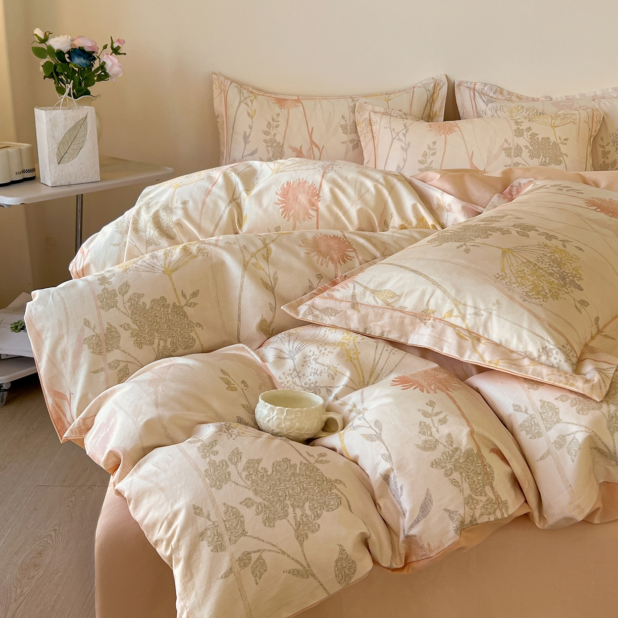 91家纺网 家纺一手货源 找家纺 帛美家纺 2026新款小清新全棉纯棉印花四件套 乔妍