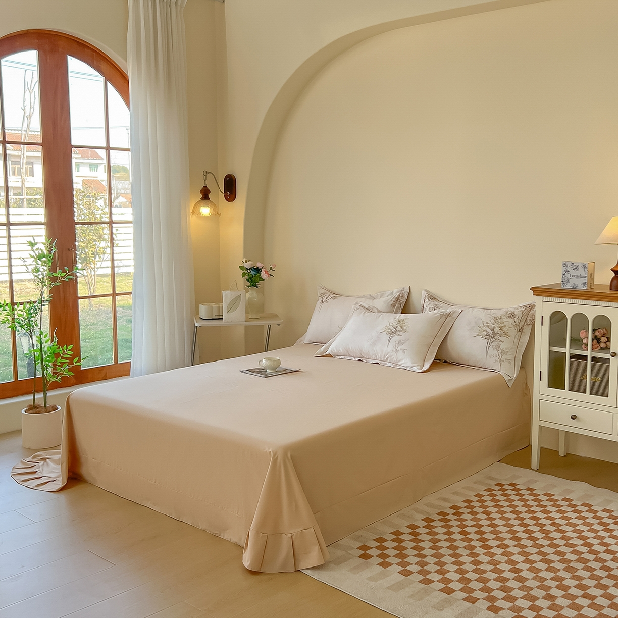 91家纺网 家纺一手货源 找家纺 帛美家纺 2026新款小清新全棉纯棉印花四件套 晚秋