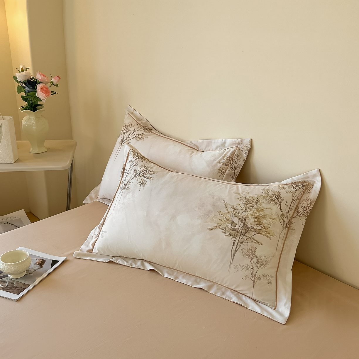 91家纺网 家纺一手货源 找家纺 帛美家纺 2026新款小清新全棉纯棉印花四件套 晚秋