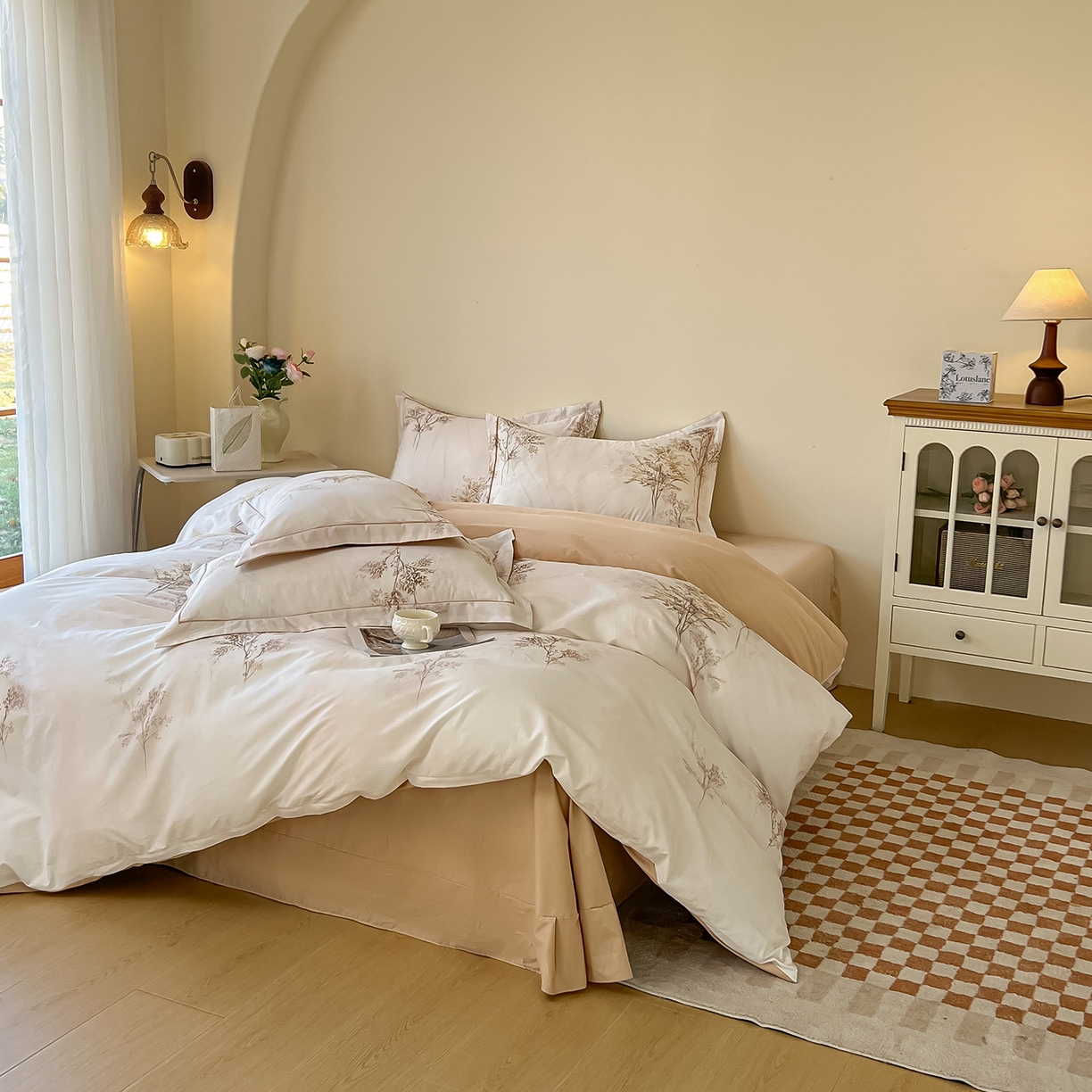 91家纺网 家纺一手货源 找家纺 帛美家纺 2026新款小清新全棉纯棉印花四件套 晚秋