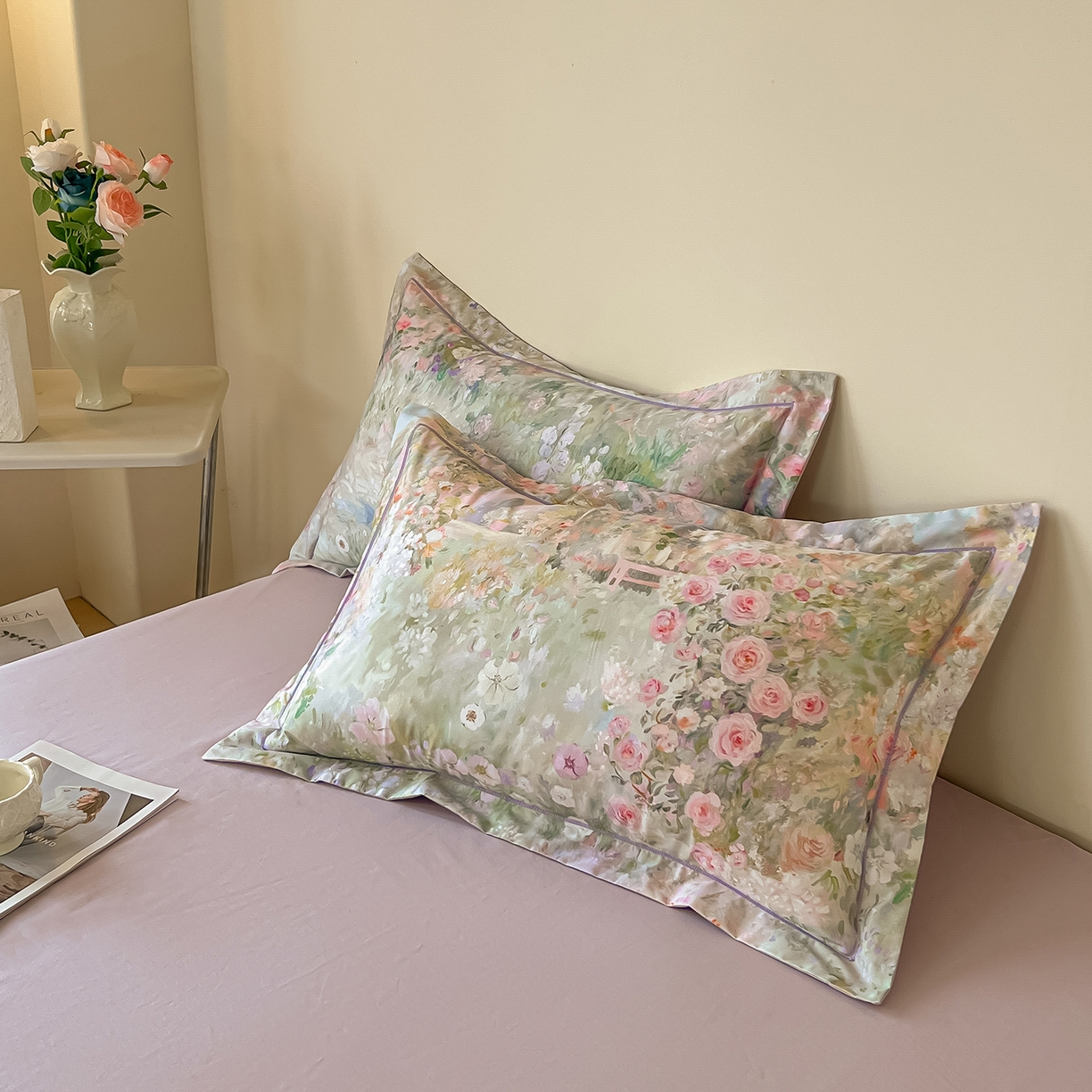 91家纺网 家纺一手货源 找家纺 帛美家纺 2026新款小清新全棉纯棉印花四件套 维多利