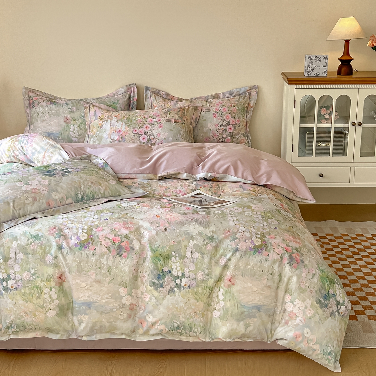 91家纺网 家纺一手货源 找家纺 帛美家纺 2026新款小清新全棉纯棉印花四件套 维多利