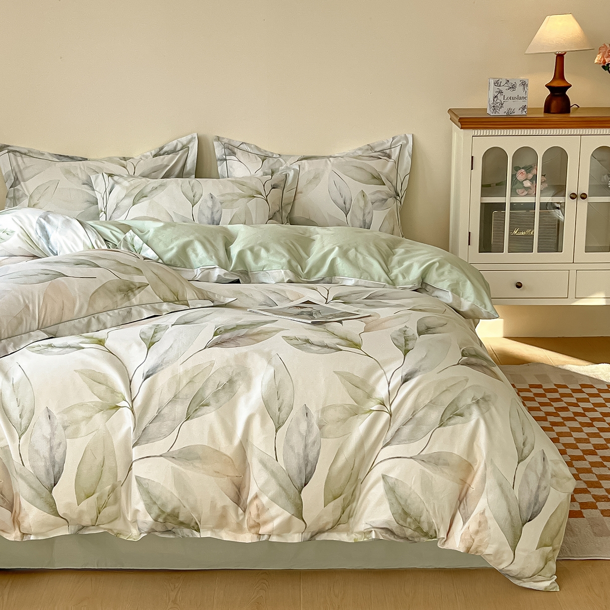 91家纺网 家纺一手货源 找家纺 帛美家纺 2026新款小清新全棉纯棉印花四件套 溪涧花