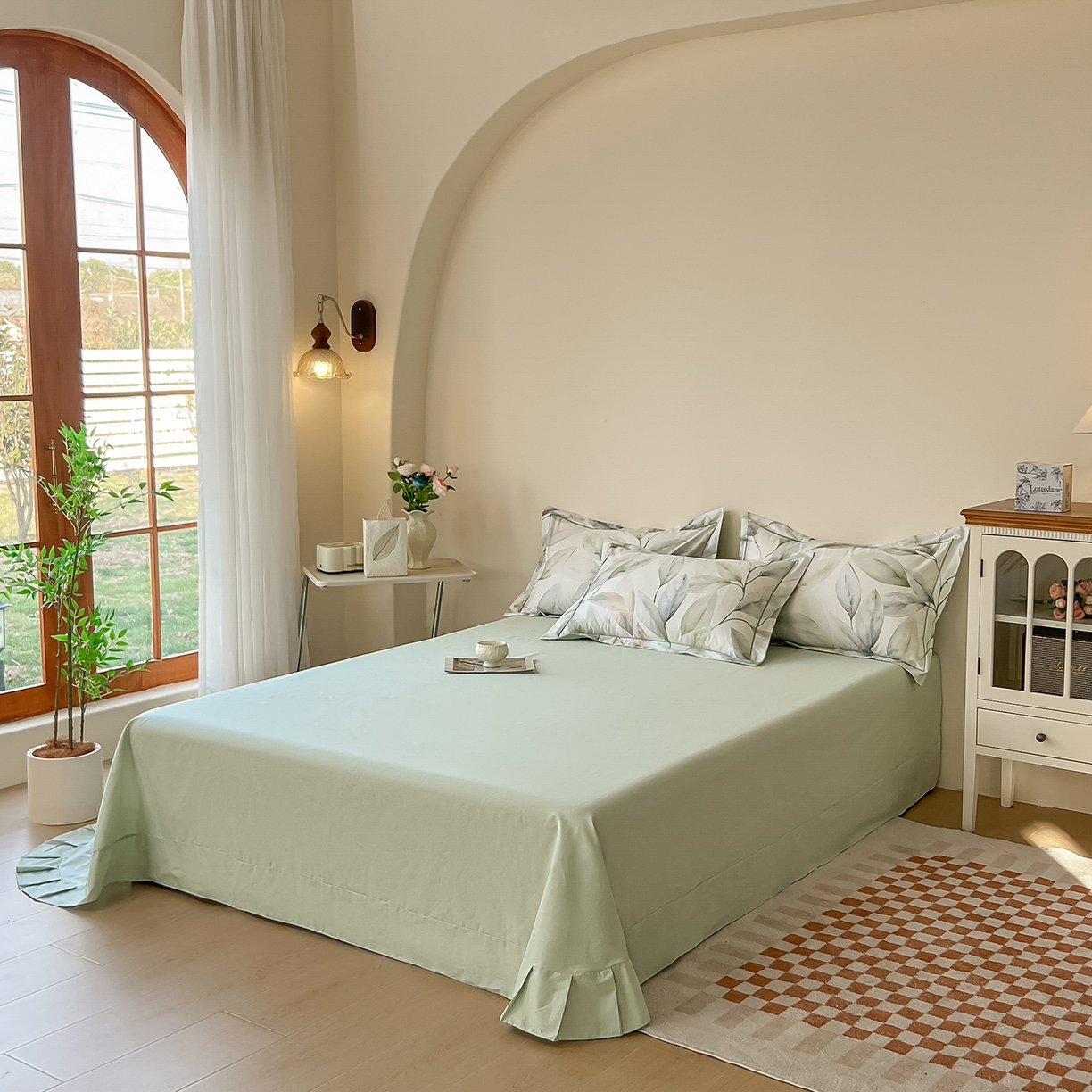 91家纺网 家纺一手货源 找家纺 帛美家纺 2026新款小清新全棉纯棉印花四件套 溪涧花