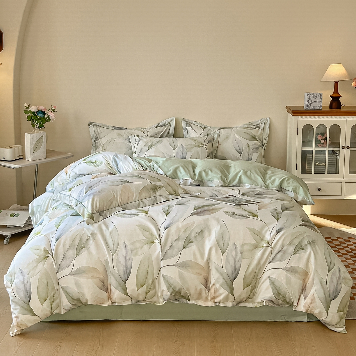 91家纺网 家纺一手货源 找家纺 帛美家纺 2026新款小清新全棉纯棉印花四件套 溪涧花