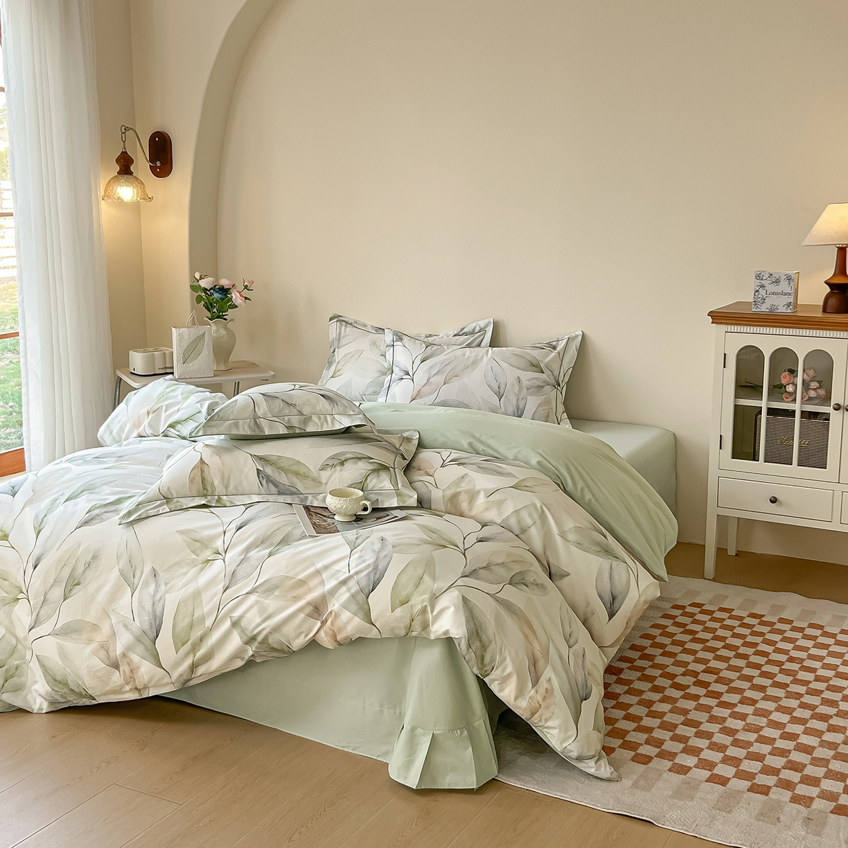 91家纺网 家纺一手货源 找家纺 帛美家纺 2026新款小清新全棉纯棉印花四件套 溪涧花