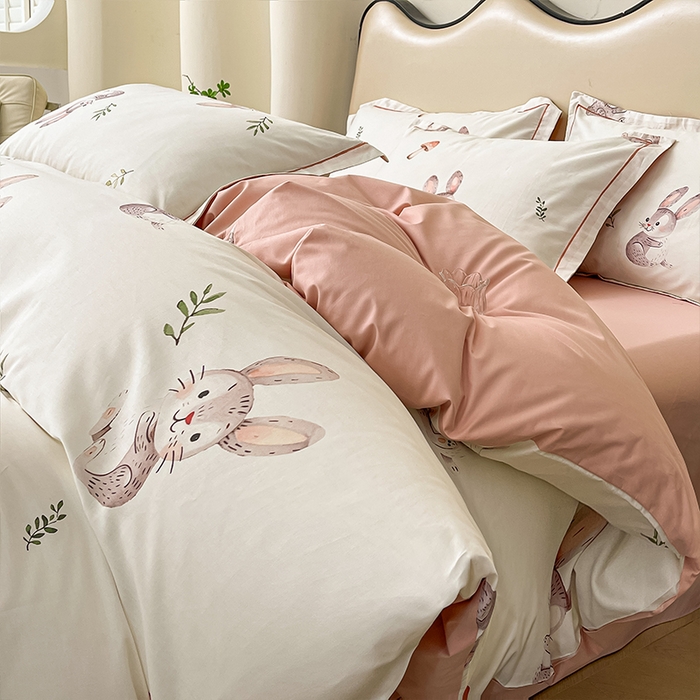 帛美家纺 2026新款小清新全棉纯棉印花四件套 小萌兔