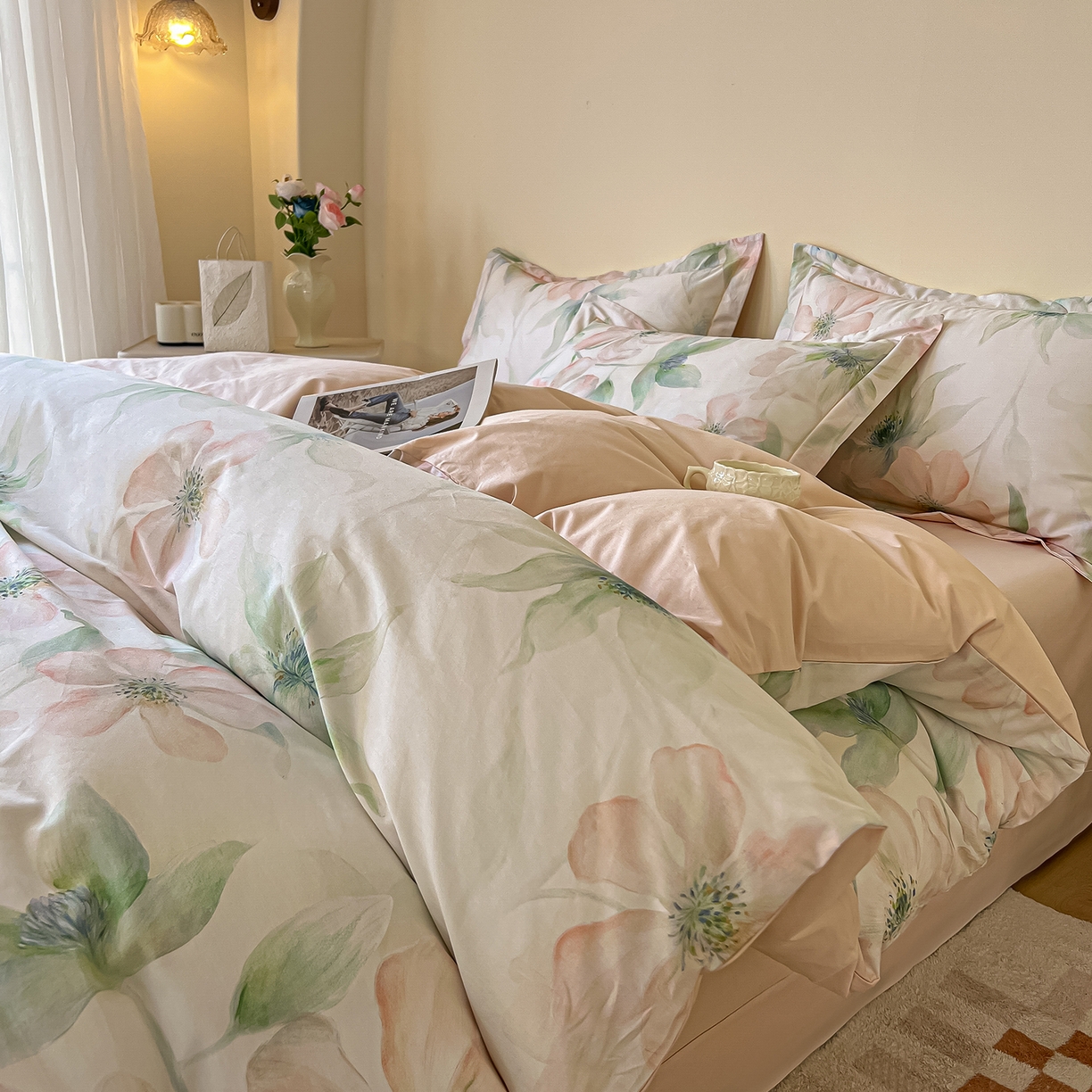 帛美家纺 2026新款小清新全棉纯棉印花四件套 晓城时光