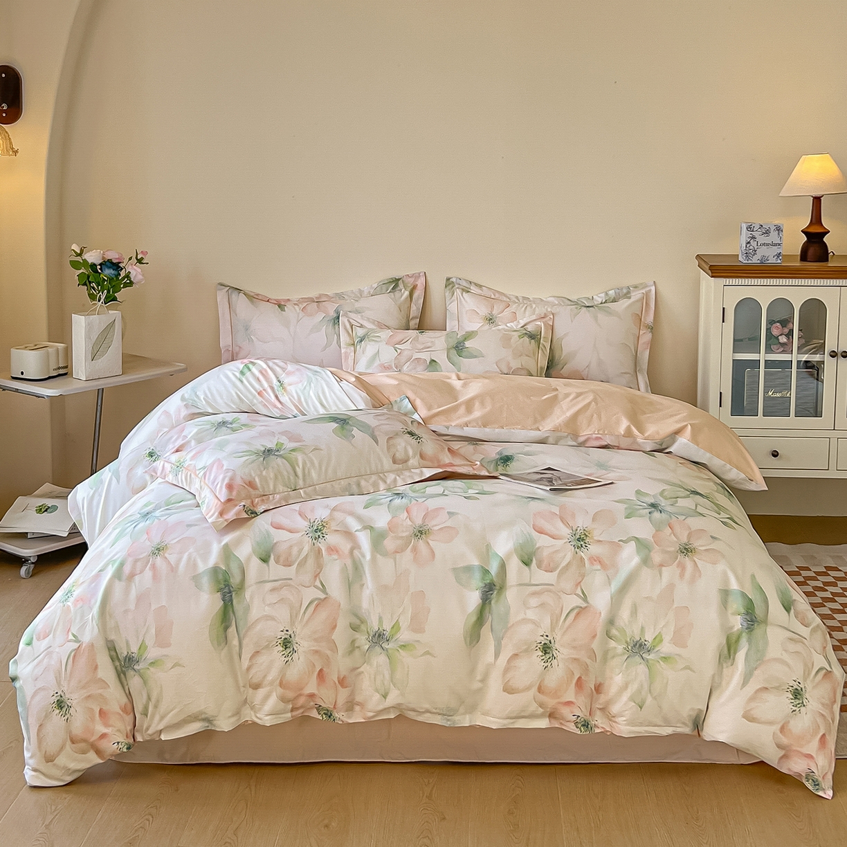 91家纺网 家纺一手货源 找家纺 帛美家纺 2026新款小清新全棉纯棉印花四件套 晓城时光