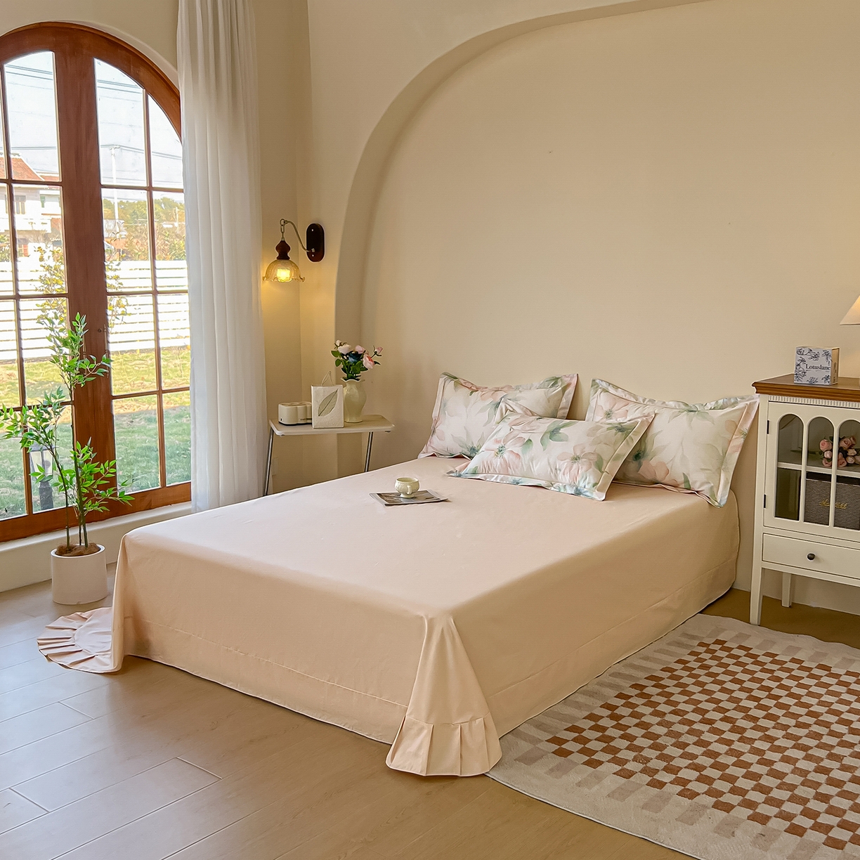 91家纺网 家纺一手货源 找家纺 帛美家纺 2026新款小清新全棉纯棉印花四件套 晓城时光