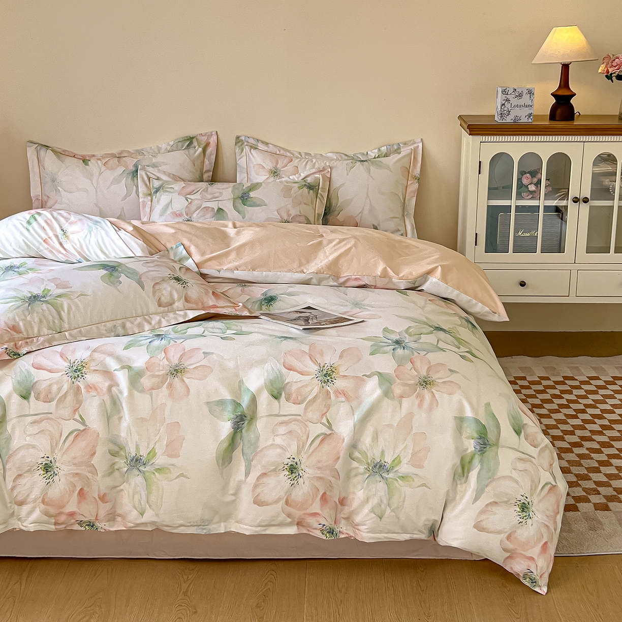 91家纺网 家纺一手货源 找家纺 帛美家纺 2026新款小清新全棉纯棉印花四件套 晓城时光