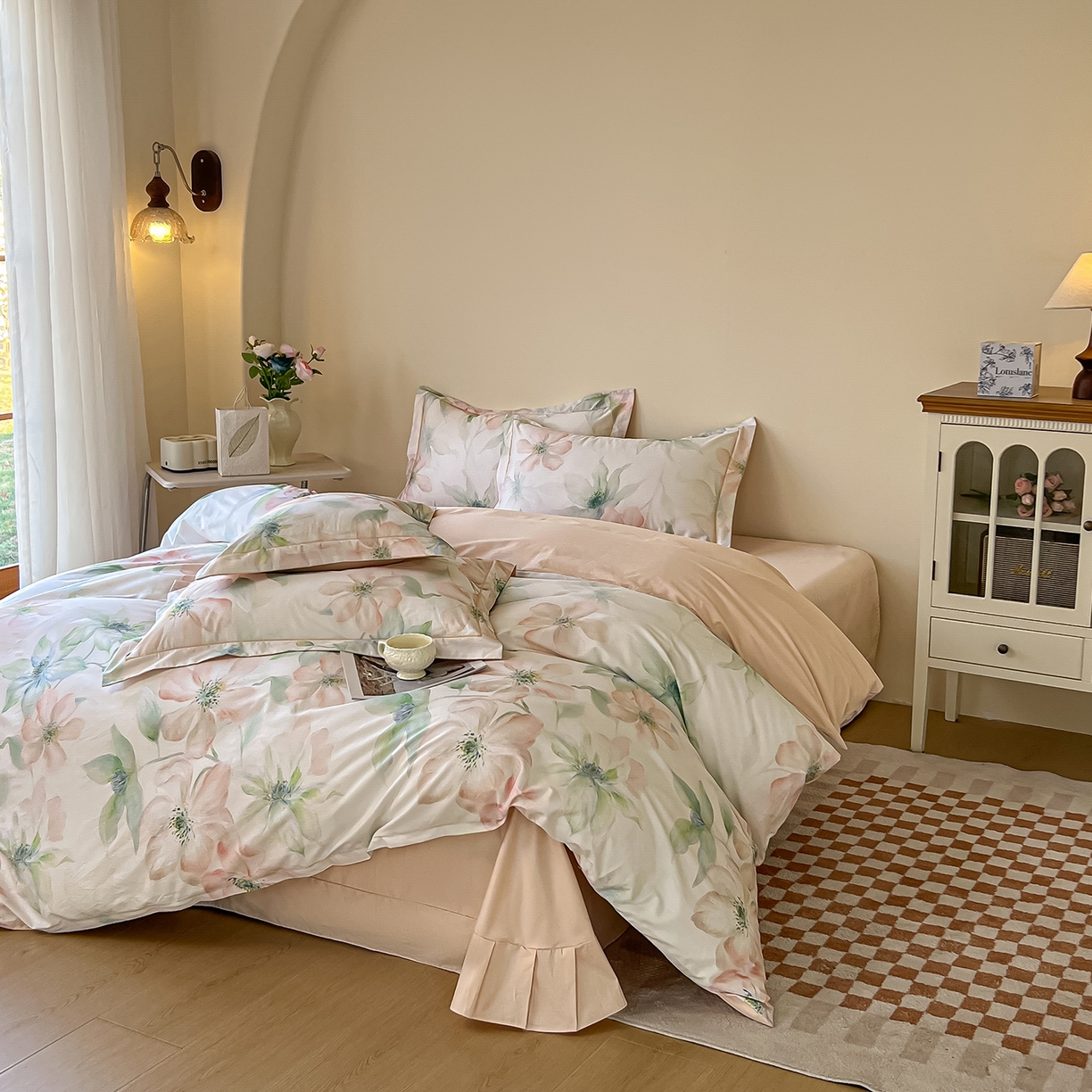 91家纺网 家纺一手货源 找家纺 帛美家纺 2026新款小清新全棉纯棉印花四件套 晓城时光