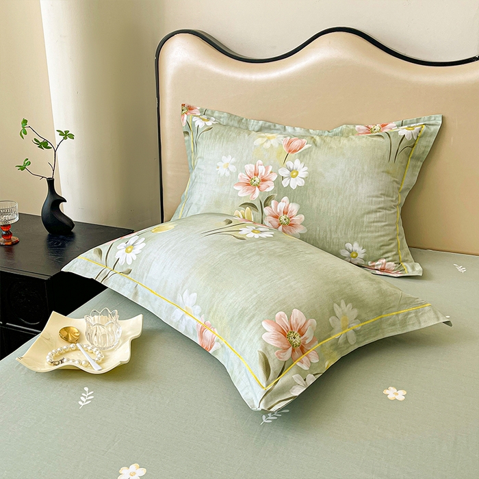 91家纺网 家纺一手货源 找家纺 帛美家纺 2026新款小清新全棉纯棉印花四件套 邂逅