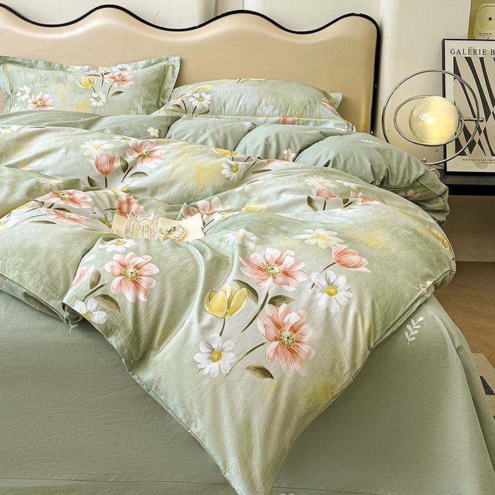 91家纺网 家纺一手货源 找家纺 帛美家纺 2026新款小清新全棉纯棉印花四件套 邂逅