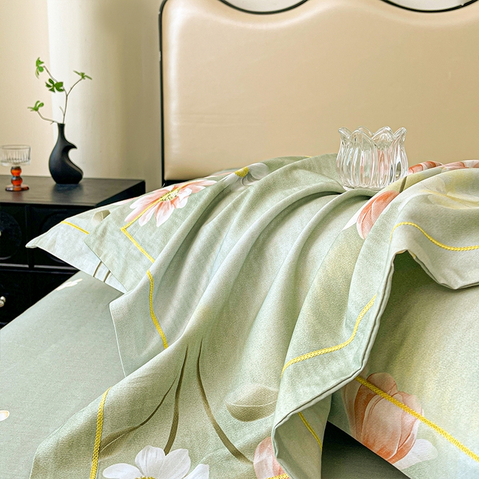 91家纺网 家纺一手货源 找家纺 帛美家纺 2026新款小清新全棉纯棉印花四件套 邂逅