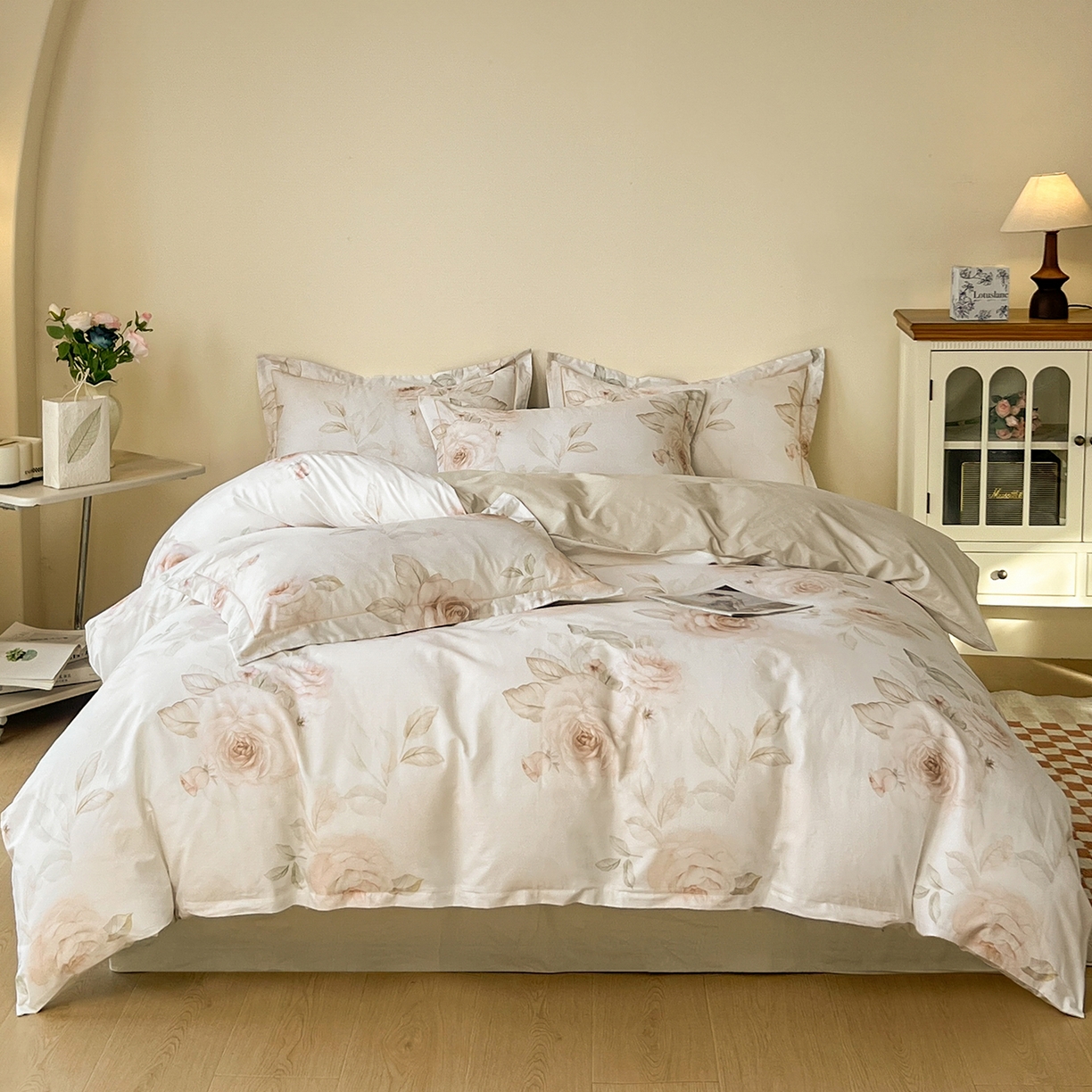 91家纺网 家纺一手货源 找家纺 帛美家纺 2026新款小清新全棉纯棉印花四件套 雅乐