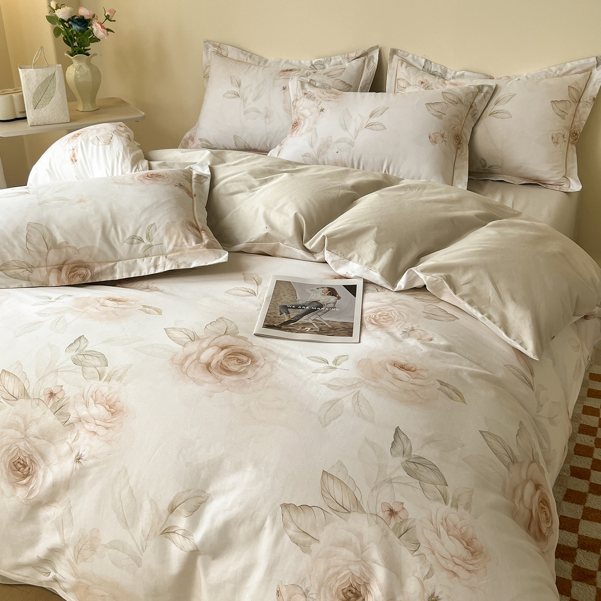 91家纺网 家纺一手货源 找家纺 帛美家纺 2026新款小清新全棉纯棉印花四件套 雅乐