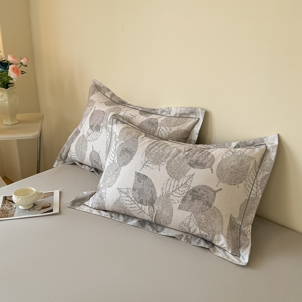 91家纺网 家纺一手货源 找家纺 帛美家纺 2026新款小清新全棉纯棉印花四件套 叶语情怀