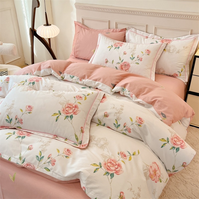 91家纺网 家纺一手货源 找家纺 帛美家纺 2026新款小清新全棉纯棉印花四件套 依梦