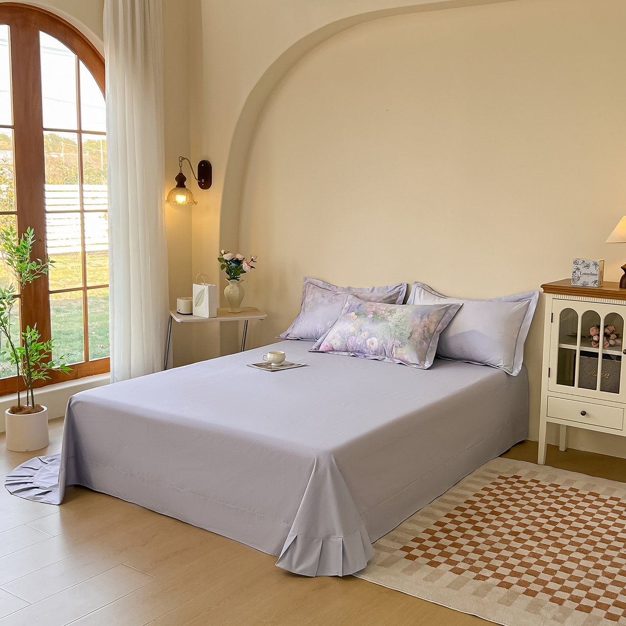 91家纺网 家纺一手货源 找家纺 帛美家纺 2026新款小清新全棉纯棉印花四件套 怡然