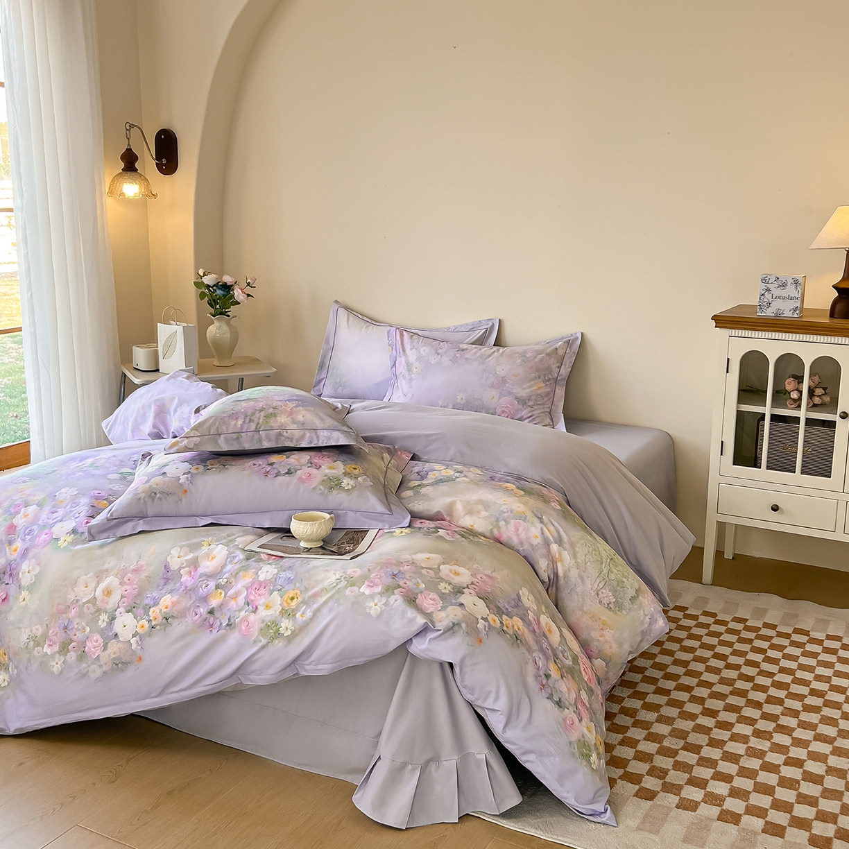 91家纺网 家纺一手货源 找家纺 帛美家纺 2026新款小清新全棉纯棉印花四件套 怡然