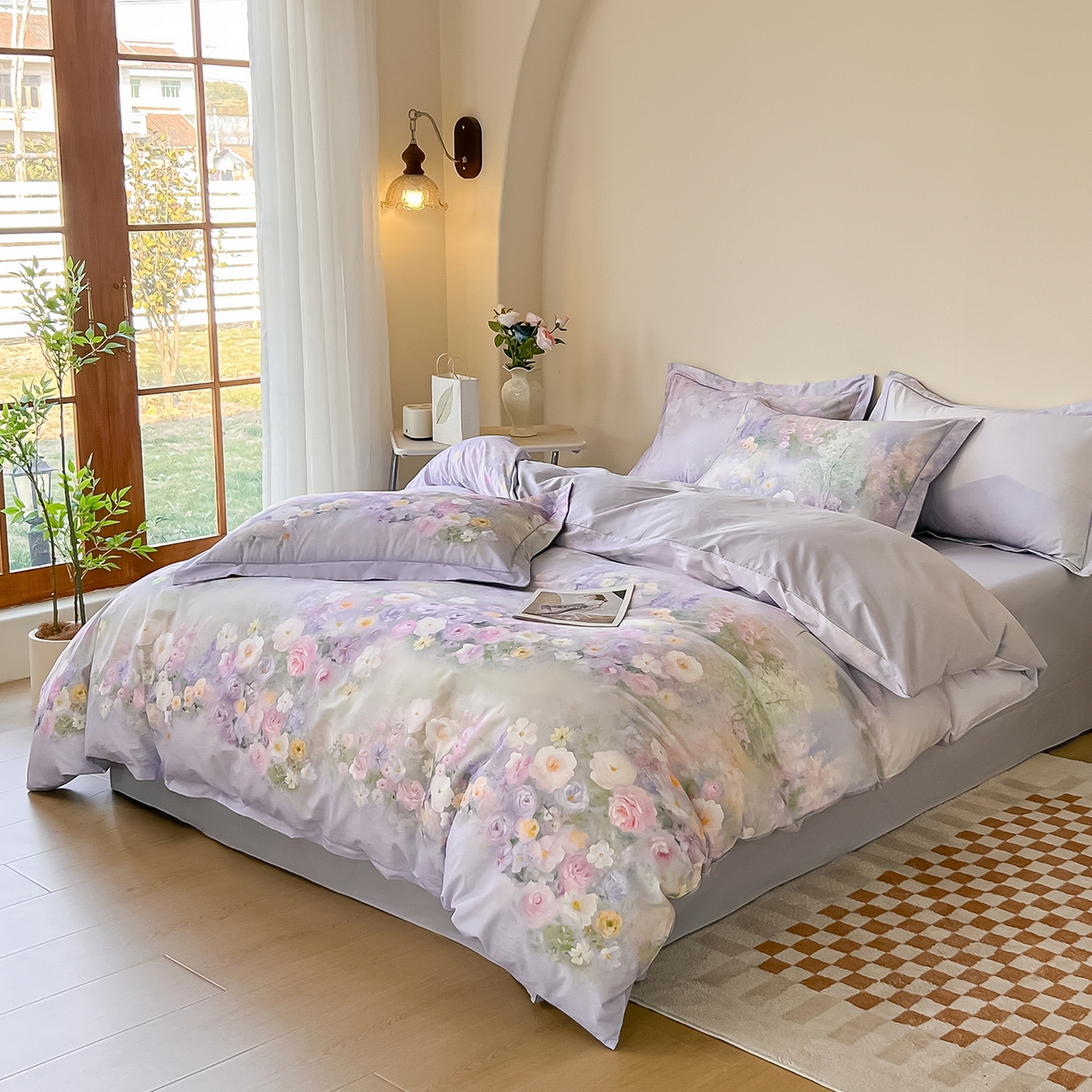 91家纺网 家纺一手货源 找家纺 帛美家纺 2026新款小清新全棉纯棉印花四件套 怡然